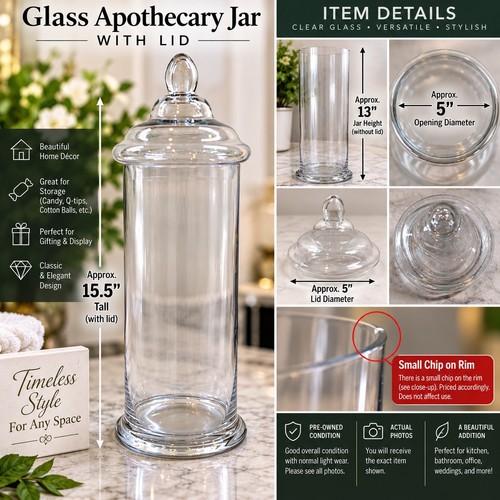 Clear glass apothecary jar - apothecary,