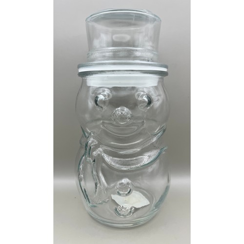 Vtg libbey clear glass snowman - clear,