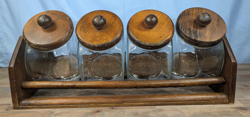 Vintage slanted glass canister - vintage,