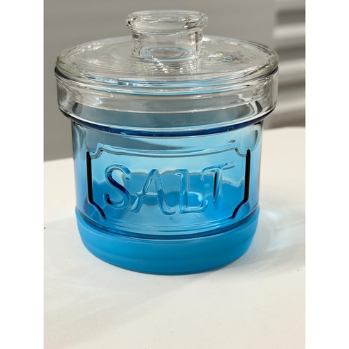 Blue glass salt - cellar, jar