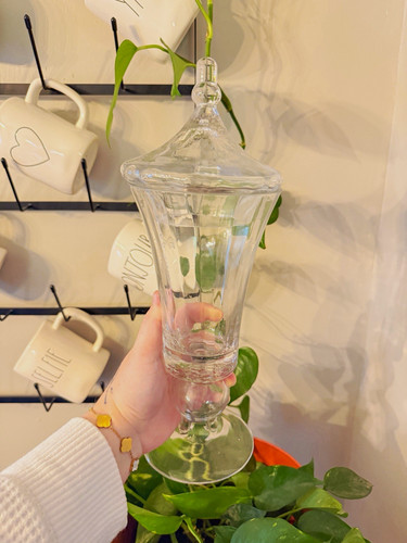 Clear glass flared candy jar - glass,