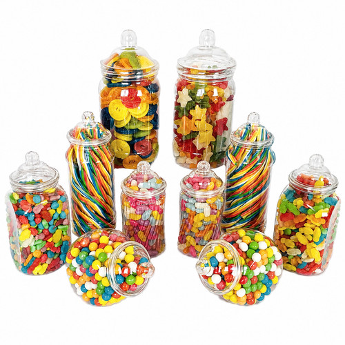 Mixed plastic sweet jars - jars, x10