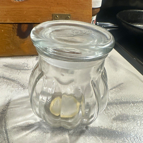 Clear glass candy jar - glass,
