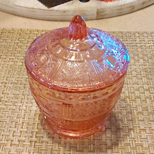 Pink glass candy - pink, lid