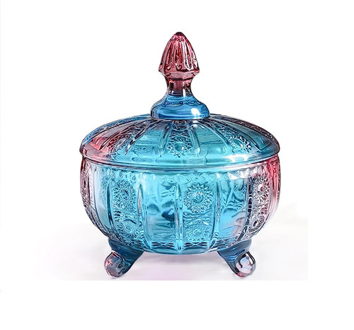 Purple blue glass candy - purple-blue, dish