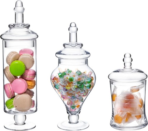 Clear glass apothecary - jars, (3