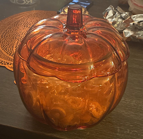 Amber glass pumpkin - glass,