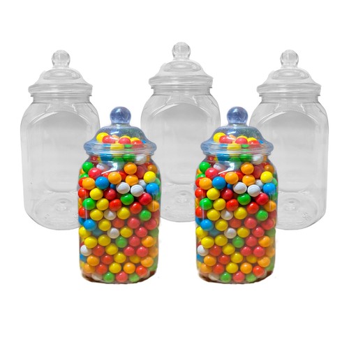 Square plastic sweet - square, jars