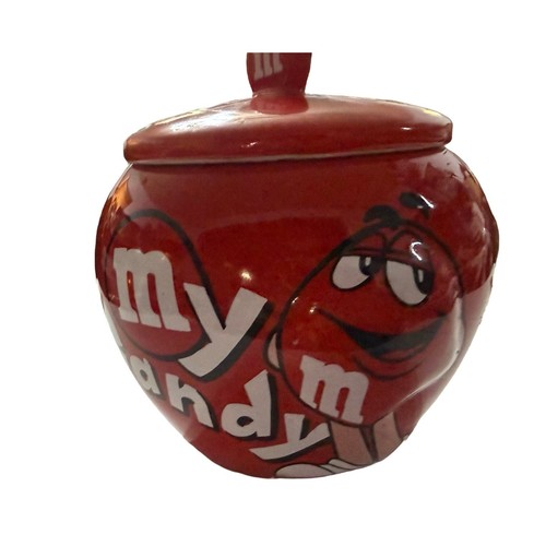 Red candy jar withm m - red,