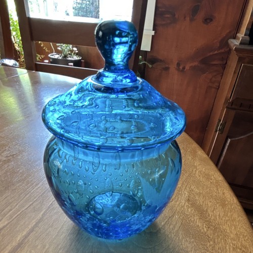 Blue glass bubble - blue, pattern