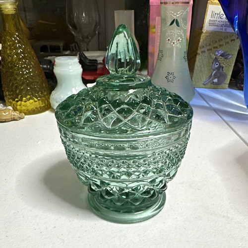 Wexford green glass sugar bowl - glass,