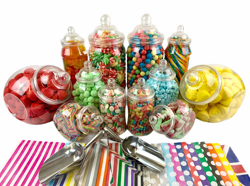 Jumbo plastic sweet jars - plastic, 12
