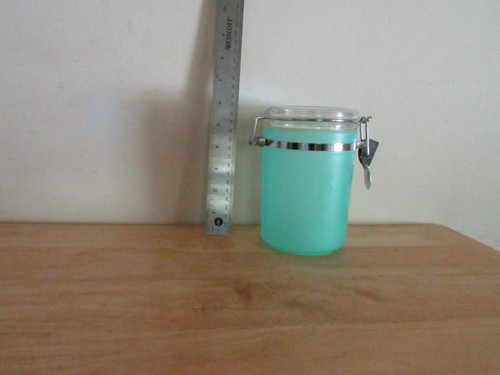 Vintage green glass canister - vintage,