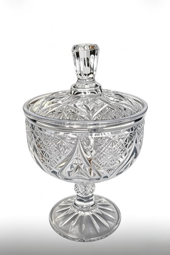 Large glass candy - jar, lid