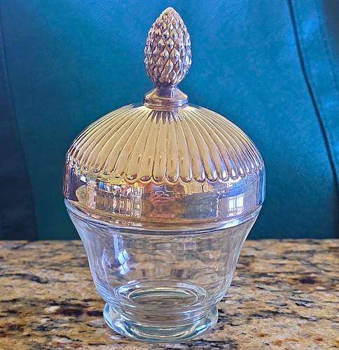 Clear glass candy jar - glass, w/