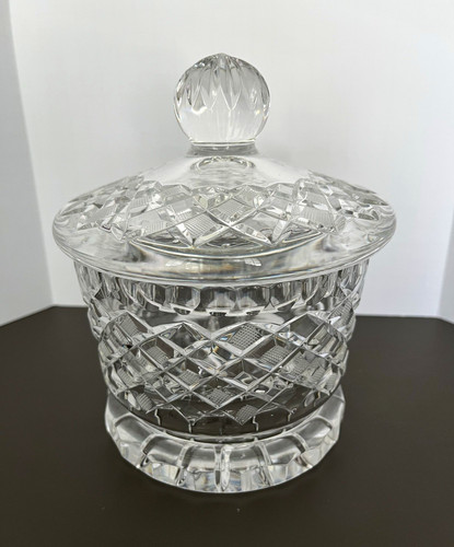 Clear cut glass candy jar - cut,