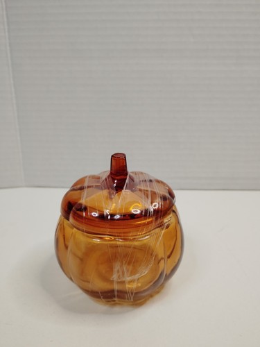 Amber glass pumpkin shaped - amber,