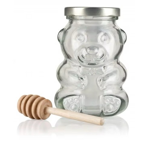 Bear glass jar with - glass, 8oz