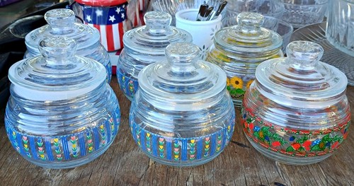 Set clear glass floral - 6,