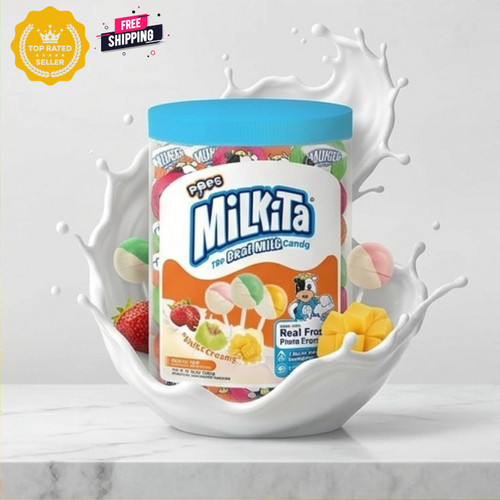 Real milk candy lollipop jar - real,