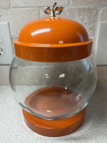 Vintage orange glass cookie - orange, or