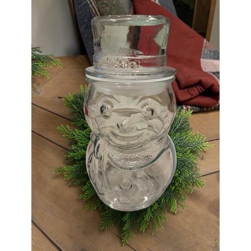 Glass snowman candy jar top - glass,