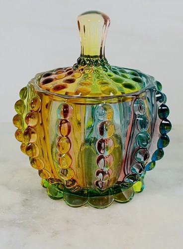 Rainbow art glass - glass, lidded