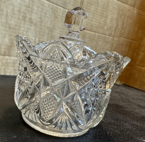 Clear cut glass candy jar - clear,