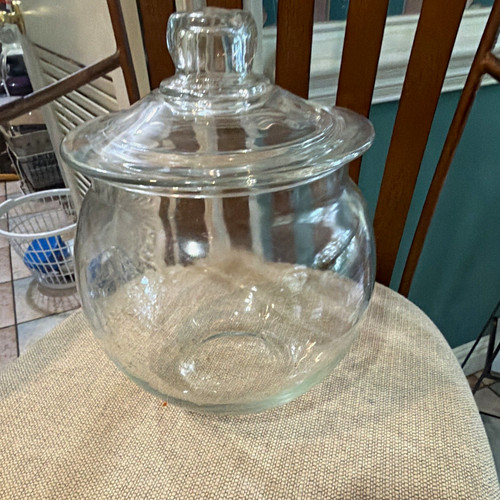 Clear glass round candy - clear, jar