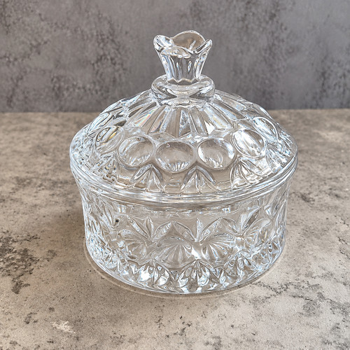 Embossed glass candy jar - glass,